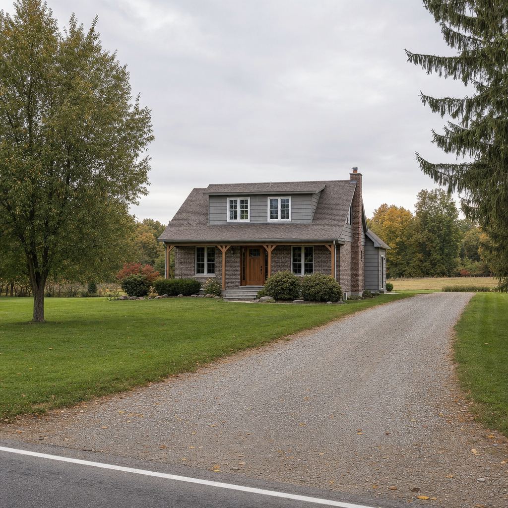 A calm single-family home exterior on a quiet Spokane Valley street, representing the household size and daily water use that decides how often a septic tank needs pumping